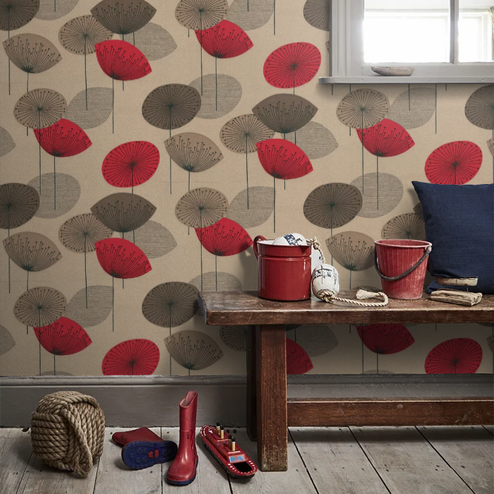 Dandelion Clocks Wallpaper - Red