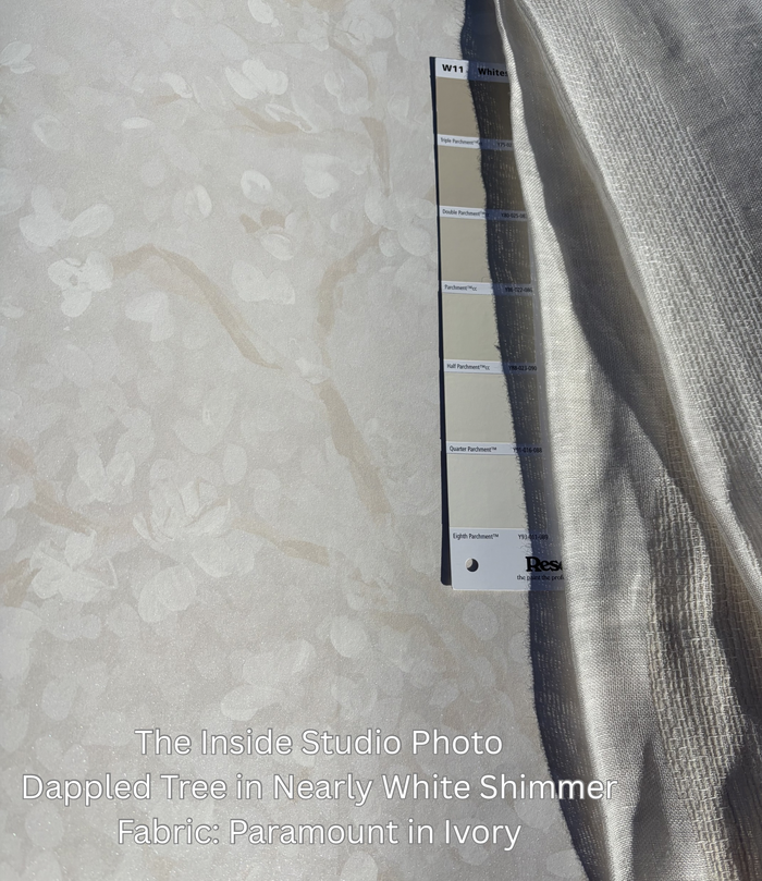 Dappled Tree Wallpaper - Nearly White Shimmer