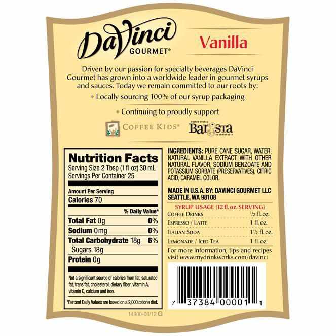 DaVinci Vanilla Syrup Bottle - 750mL-Syrups-DaVinci Gourmet-Restaurant Supply Drop