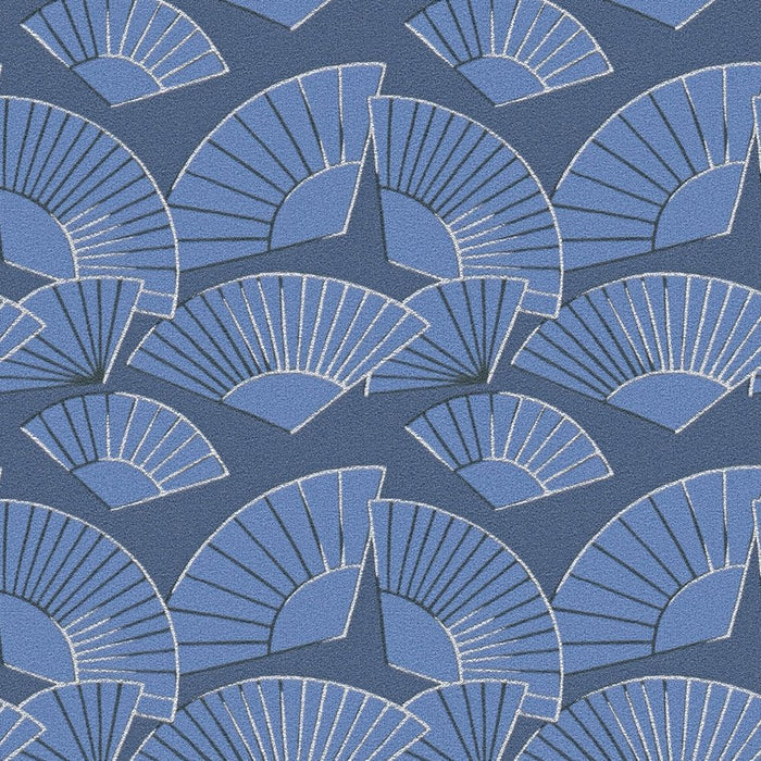 Deco Fanfare Heavy Weight Vinyl Wallpaper - Blue