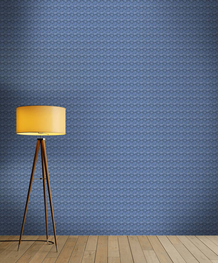 Deco Fanfare Heavy Weight Vinyl Wallpaper - Blue