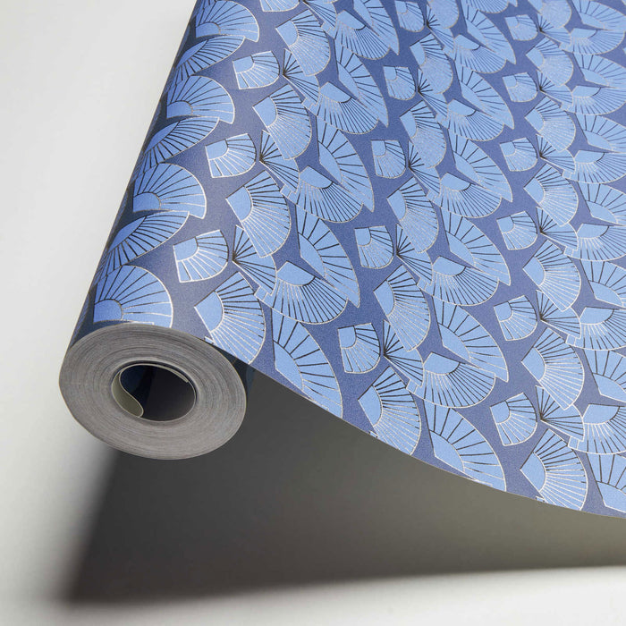 Deco Fanfare Heavy Weight Vinyl Wallpaper - Blue