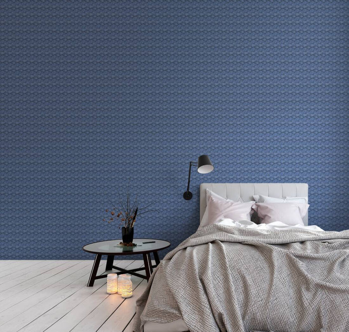 Deco Fanfare Heavy Weight Vinyl Wallpaper - Blue