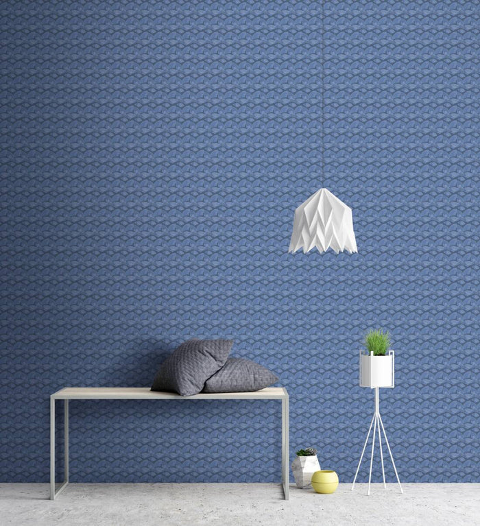 Deco Fanfare Heavy Weight Vinyl Wallpaper - Blue
