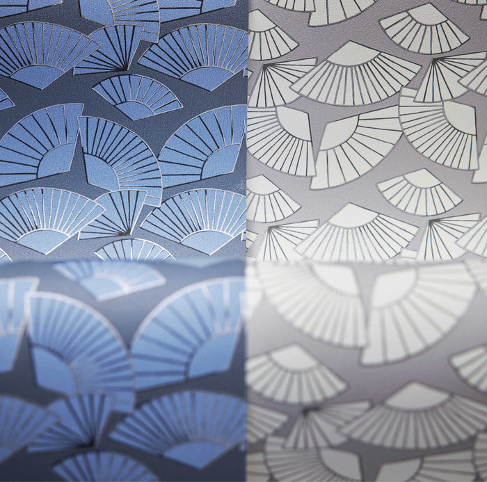 Deco Fanfare Heavy Weight Vinyl Wallpaper - Blue