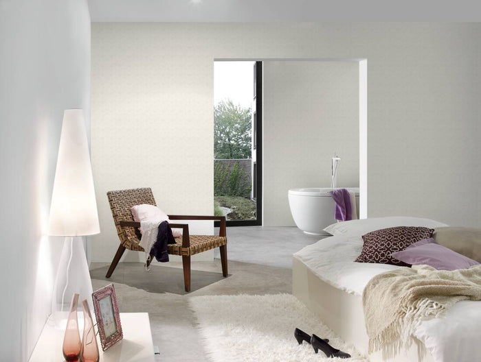 Deco Fanfare Heavy Weight Vinyl Wallpaper  - White