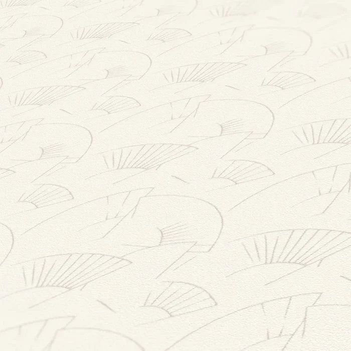 Deco Fanfare Heavy Weight Vinyl Wallpaper  - White
