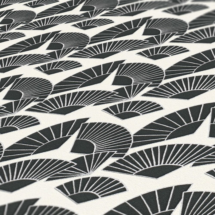 Deco Fanfare Heavy Weight Wallpaper - Black/White