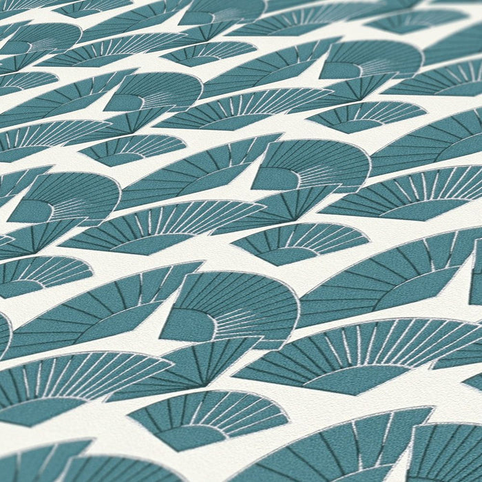 Deco Fanfare Heavy Weight Wallpaper - Green/White