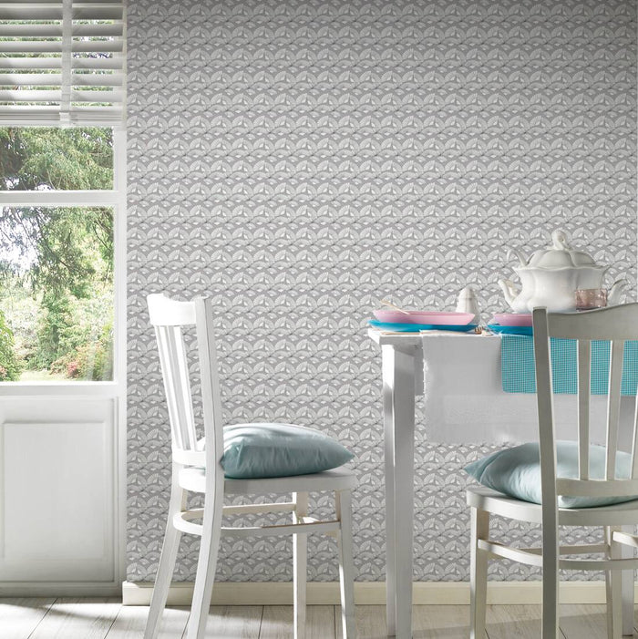 Deco Fanfare Heavy Weight Wallpaper  - Grey
