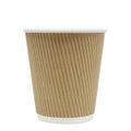 Disposable Coffee Cups - 10oz Ripple Paper Hot Cups - Kraft (90mm) - 500 ct-Cups & Lids-Karat-Restaurant Supply Drop