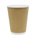 Disposable Coffee Cups - 12oz Ripple Paper Hot Cups - Kraft (90mm) - 500 ct-Cups & Lids-Karat-Restaurant Supply Drop