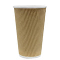 Disposable Coffee Cups - 16oz Ripple Paper Hot Cups - Kraft (90mm) - 500 ct-Cups & Lids-Karat-Restaurant Supply Drop