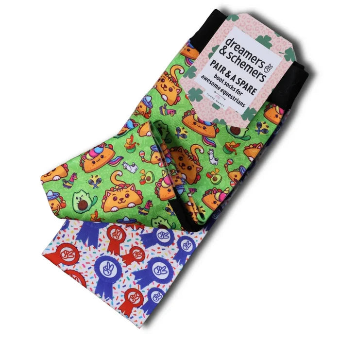 Dreamers & Schemers Taco Cat Pair & A Spare Socks