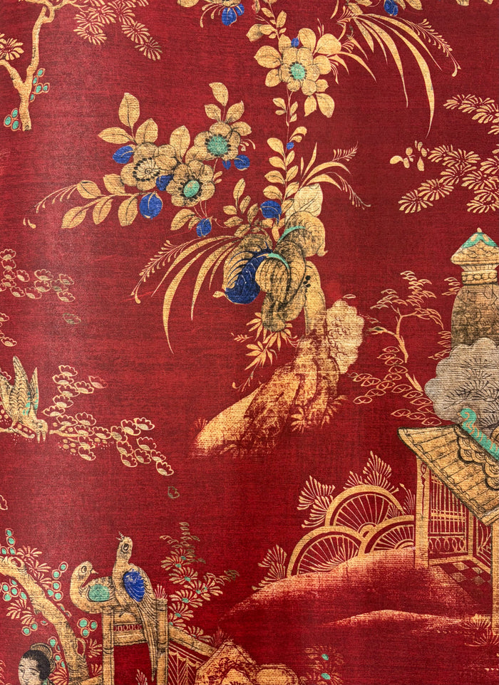 East Gardens Wallpaper - Brick Red