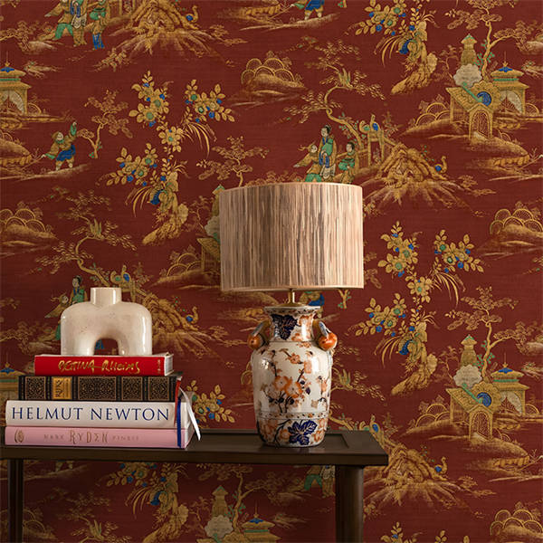 East Gardens Wallpaper - Brick Red