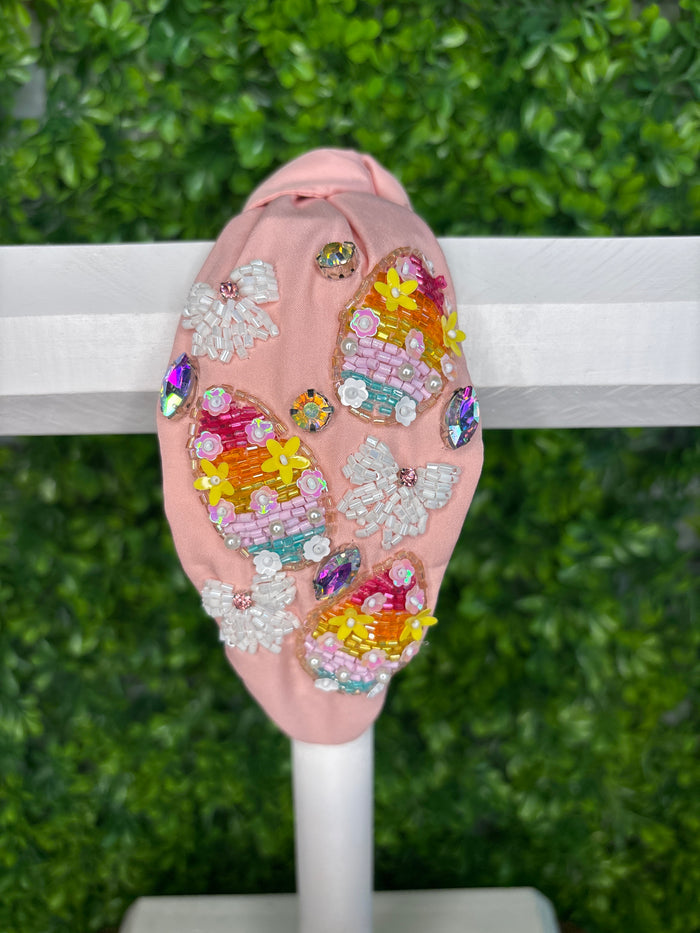 Easter Egg & Bows Seed Bead & Rhinestones Headband