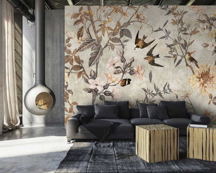 Eden of Birds - Custom Sized Wallpaper Mural (per m2)