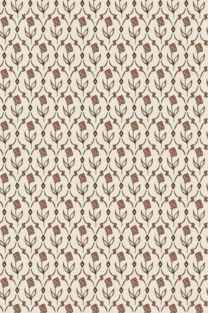 Elena wallpaper in Terracotta, flat pattern