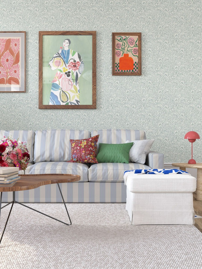 Emma Floral Wallpaper - Blue
