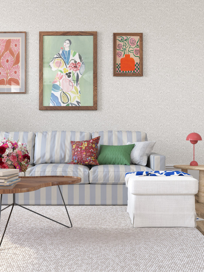Emma Floral Wallpaper - Grey