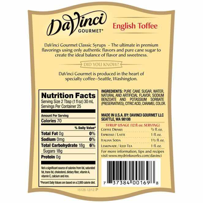 English Toffee DaVinci Gourmet Syrup Bottle - 750mL-Syrups-DaVinci Gourmet-Restaurant Supply Drop