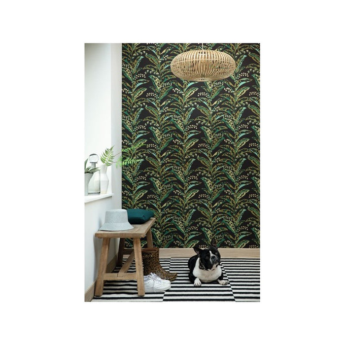 Escapade Epopee Vinyl Wallpaper -  Black Green - Discontinuing