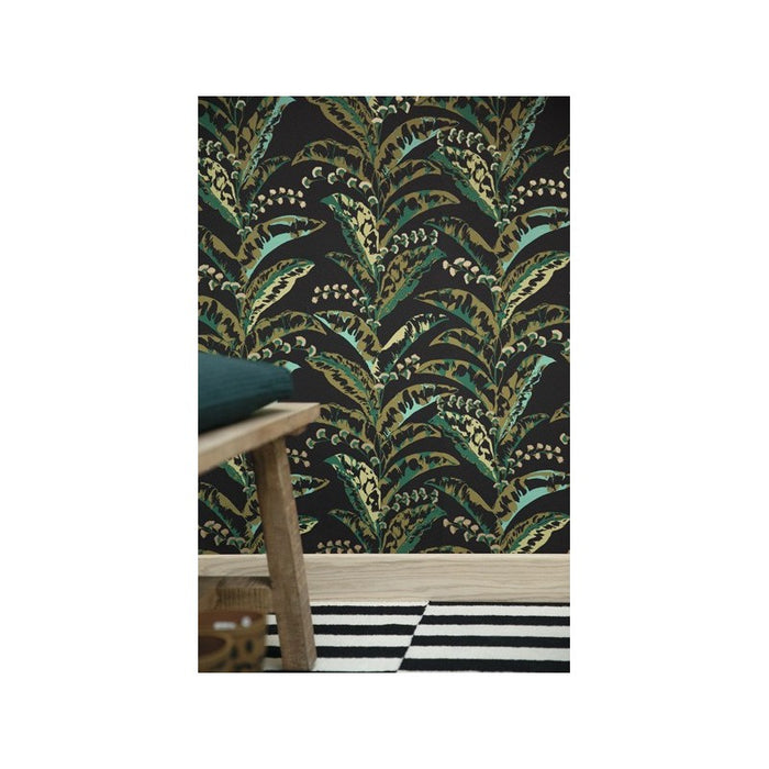 Escapade Epopee Vinyl Wallpaper -  Black Green - Discontinuing
