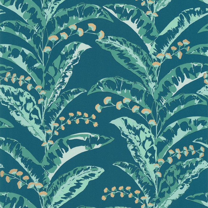 Escapade Epopee Vinyl Wallpaper - Peacock Blue & Gold - Discontinuing