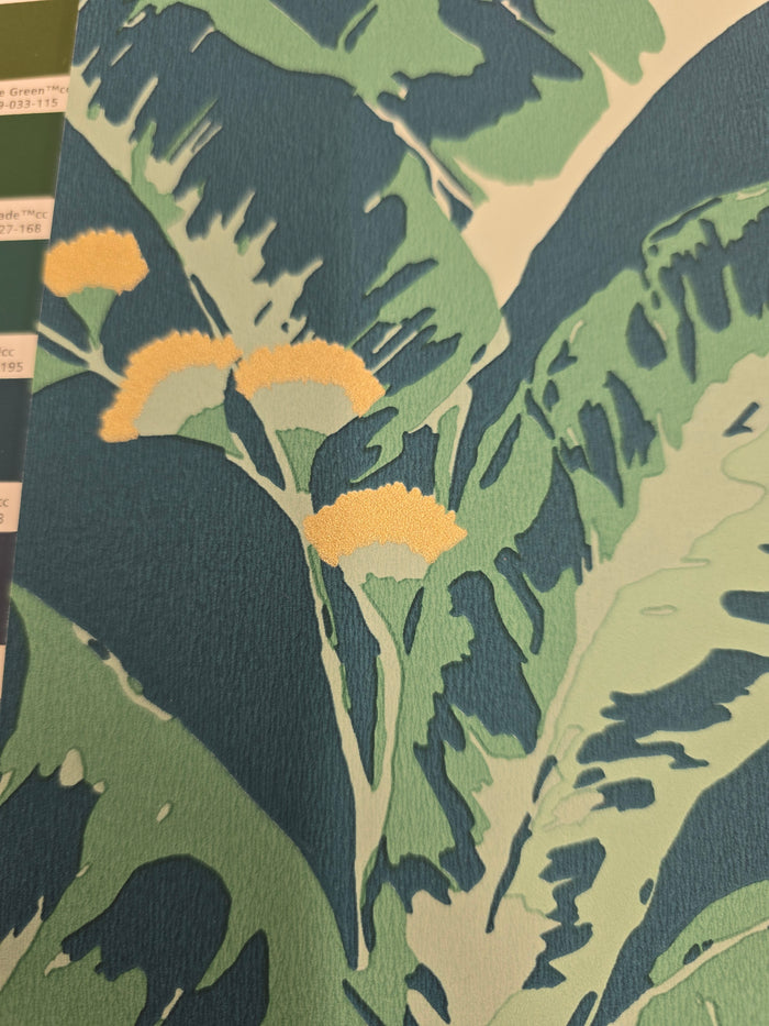 Escapade Epopee Vinyl Wallpaper - Peacock Blue & Gold - Discontinuing