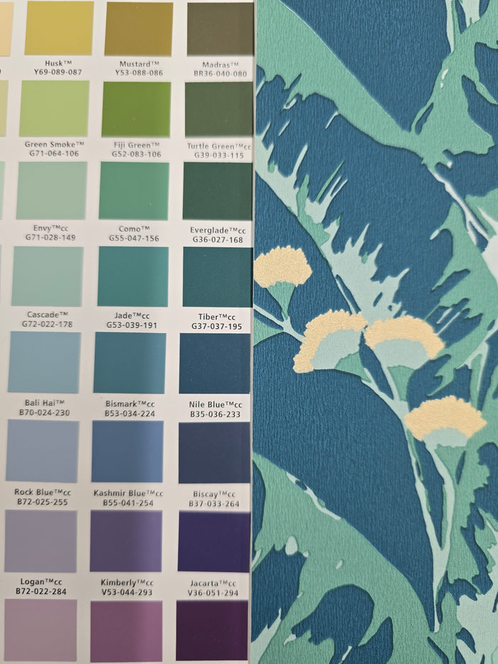 Escapade Epopee Vinyl Wallpaper - Peacock Blue & Gold - Discontinuing