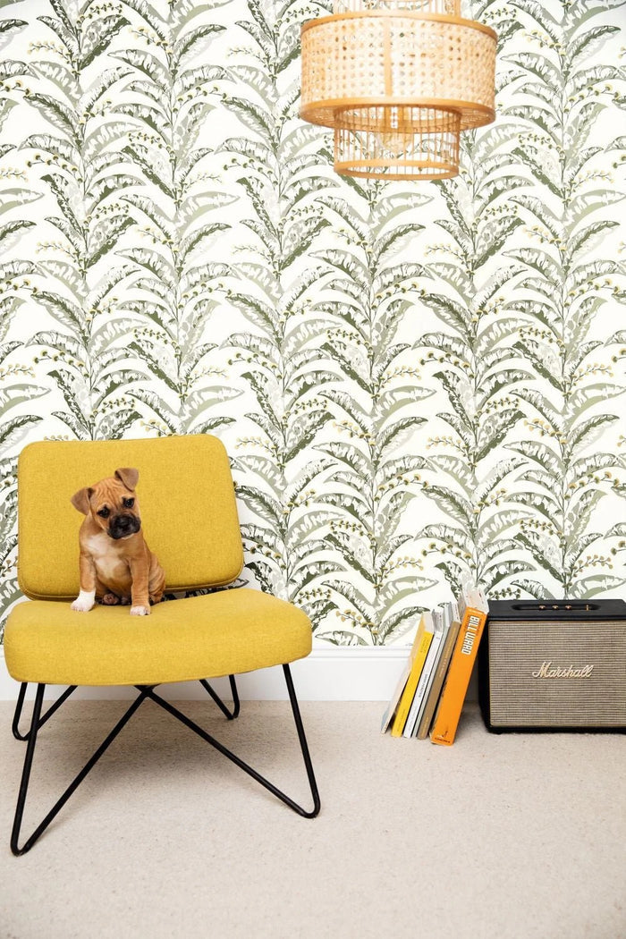 Escapade Epopee Vinyl Wallpaper - Sage Green - Discontinuing
