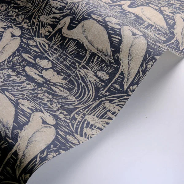Euphrate – Heron Vinyl Wallpaper – Ink