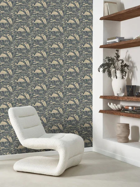 Euphrate – Heron Vinyl Wallpaper – Ink