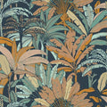 Evasion Jungle Vinyl Wallpaper - Blue Orange Gold