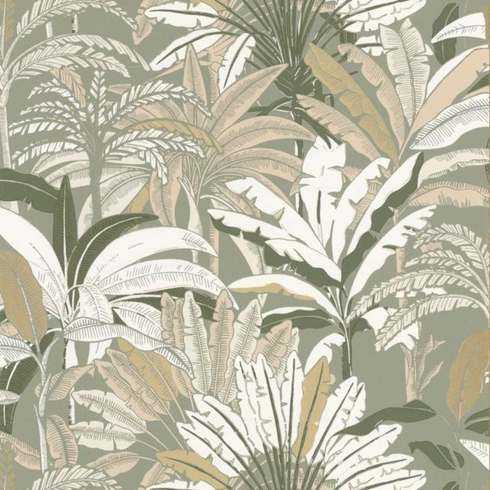 Evasion Jungle  Vinyl Wallpaper - Kaki Beige - Last 37 Rolls