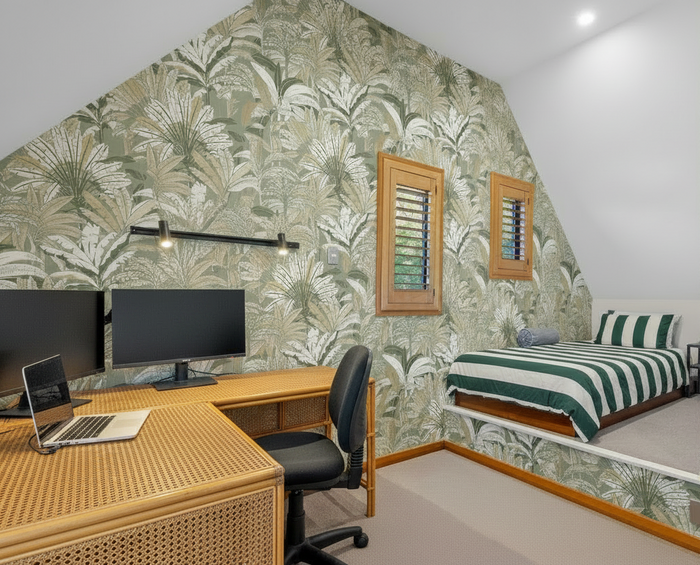Office bedroom with cane desk