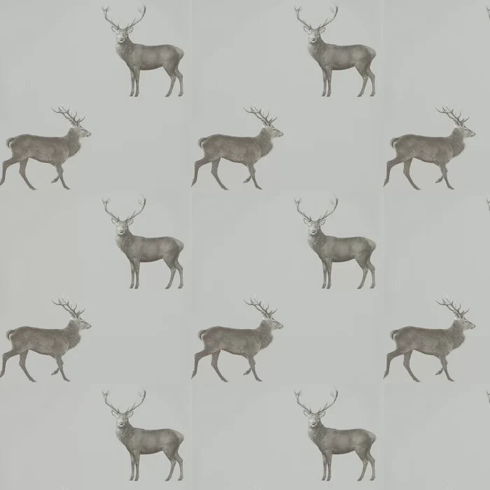 Evesham Deer Wallpaper - Silver Grey