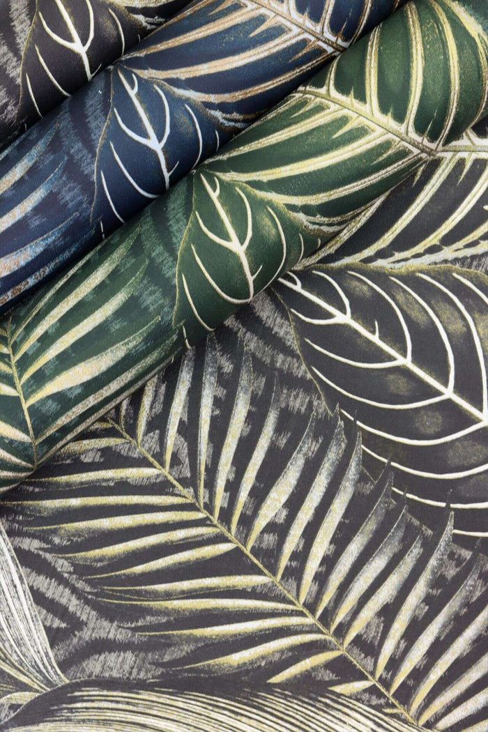Exotic Leaves Wallpaper - Black and Gold