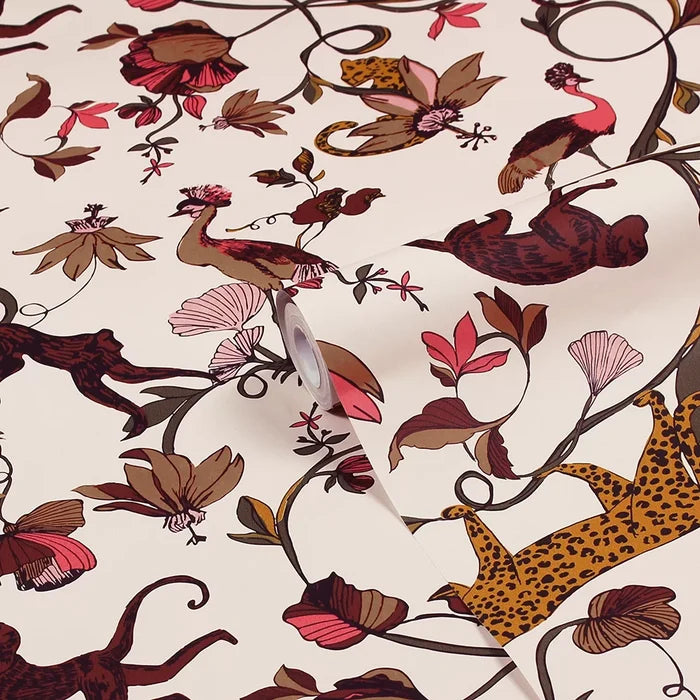 Exotic Wildlings Wallpaper - Pink - Discontinuing