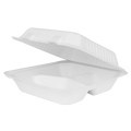 Extra Large Compostable 3 Compartment Food Container - Karat Earth 9x9 Bagasse Hinged Box 200 ct-To-Go Packaging-Karat-Restaurant Supply Drop