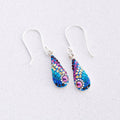 Fairy Teardrop Earrings by Mosaico Jewels featuring a colorful design with shimmering blue, purple, and gold accents.