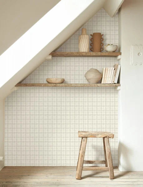 Fitting Room - Checks Wallpaper - Gris Duvet