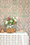 Flame of Love Cherub Toile Wallpaper – Heavenly Pink