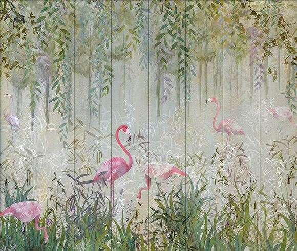 Flamingos Garden Customisable Mural {per m2}