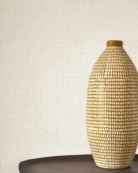 Flax - Plain Wallpaper - Blanc Coton