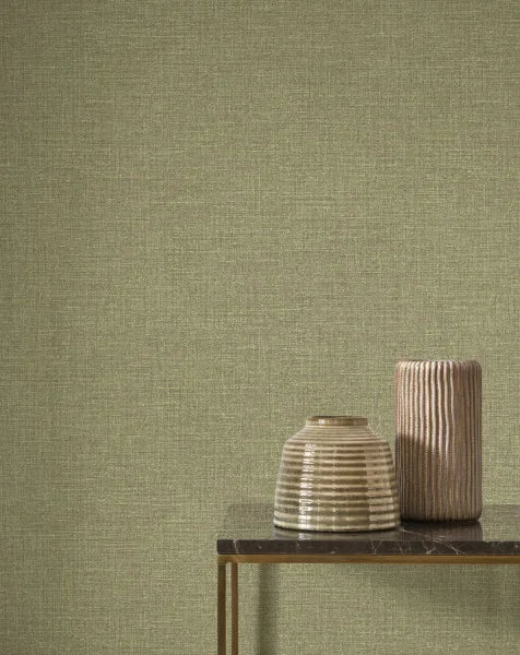 Flax - Plain Wallpaper - Vert Tilleul