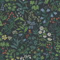 Flora wallpaper by Boråstapeter, Midnight Blue colourway — flat pattern detail