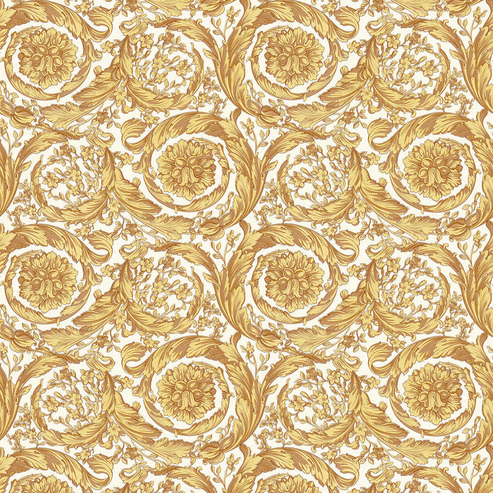 Versace Floral Garland Wallpaper - Gold/Beige