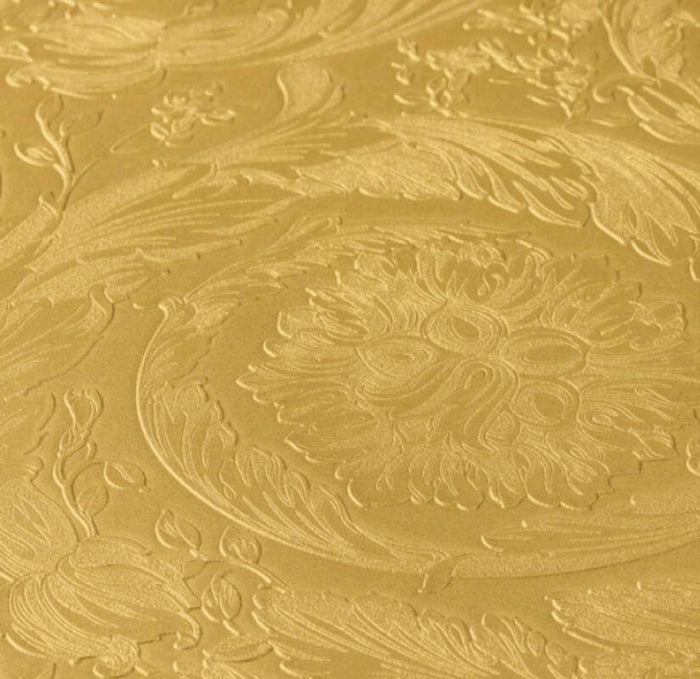 Versace Floral Garland Wallpaper - Gold/Yellow